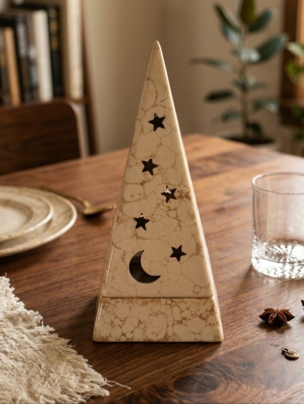 Vintage PartyLite Pyramid Galaxy Tealight Candle Holder PO161 Star Moon Luminary